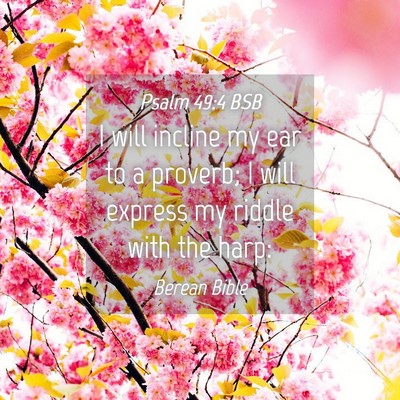 Picture 04 - Psalm 49:4 BSB - I will incline my ear to a proverb; I will - Bible Verse Picture