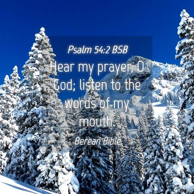 Picture 04 - Psalm 54:2 BSB - Hear my prayer, O God; listen to the words of my - Bible Verse Picture