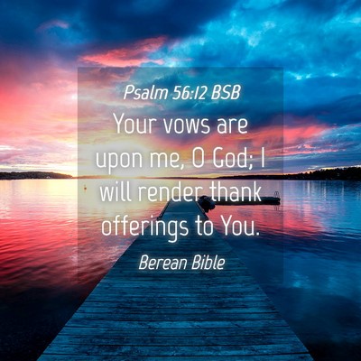 Picture 04 - Psalm 56:12 BSB - Your vows are upon me, O God; I will render thank - Bible Verse Picture
