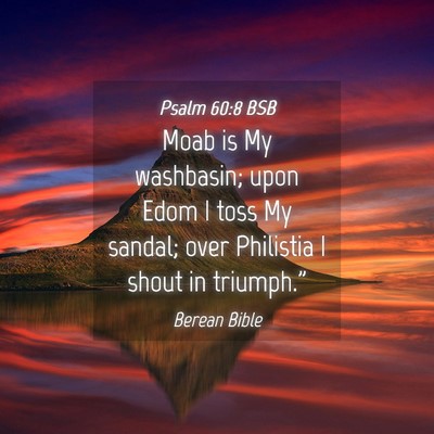Picture 04 - Psalm 60:8 BSB - Moab is My washbasin; upon Edom I toss My sandal; - Bible Verse Picture