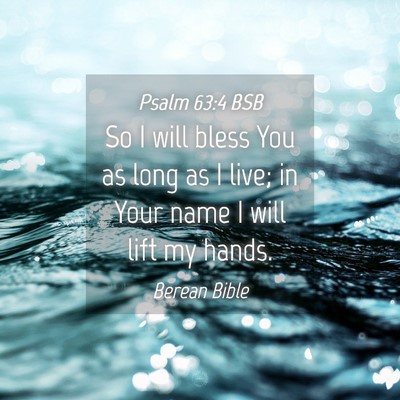 Picture 04 - Psalm 63:4 BSB - So I will bless You as long as I live; in Your - Bible Verse Picture