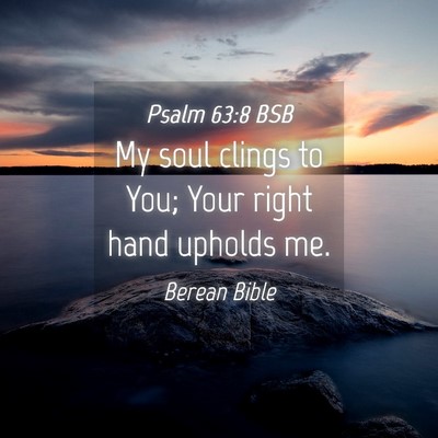 Picture 04 - Psalm 63:8 BSB - My soul clings to You; Your right hand upholds - Bible Verse Picture