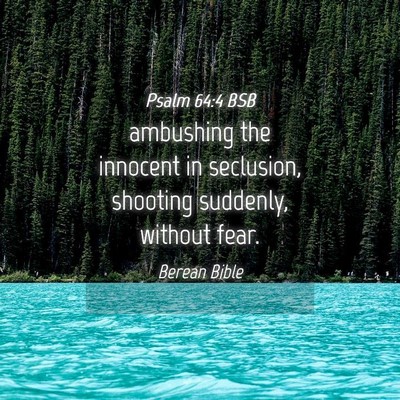 Picture 04 - Psalm 64:4 BSB - ambushing the innocent in seclusion, shooting - Bible Verse Picture