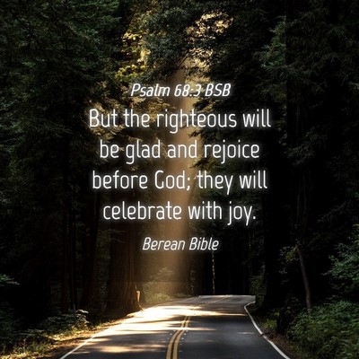 Picture 04 - Psalm 68:3 BSB - But the righteous will be glad and rejoice before - Bible Verse Picture