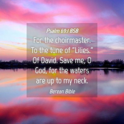 Picture 04 - Psalm 69:1 BSB - For the choirmaster. To the tune of “Lilies.” - Bible Verse Picture