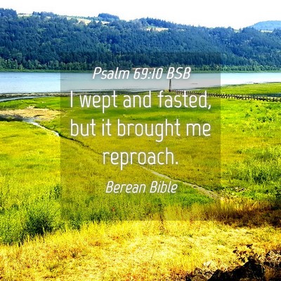 Picture 04 - Psalm 69:10 BSB - I wept and fasted, but it brought me - Bible Verse Picture