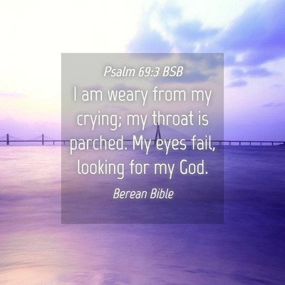 Picture 04 - Psalm 69:3 BSB - I am weary from my crying; my throat is parched. - Bible Verse Picture