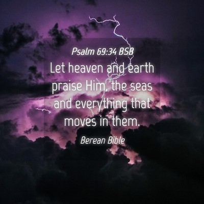 Picture 04 - Psalm 69:34 BSB - Let heaven and earth praise Him, the seas and - Bible Verse Picture