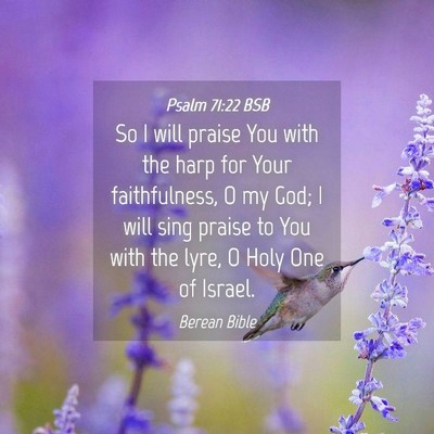 Picture 04 - Psalm 71:22 BSB - So I will praise You with the harp for Your - Bible Verse Picture