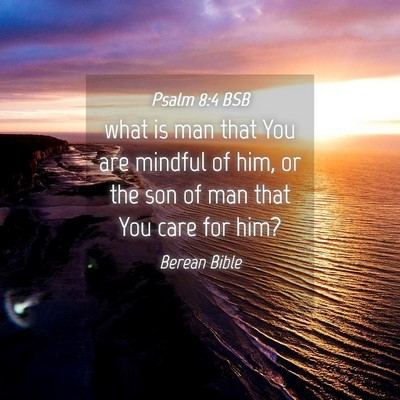 Picture 04 - Psalm 8:4 BSB - what is man that You are mindful of him, or the - Bible Verse Picture