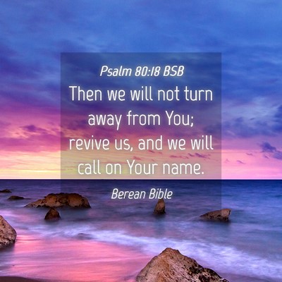 Picture 04 - Psalm 80:18 BSB - Then we will not turn away from You; revive us, - Bible Verse Picture