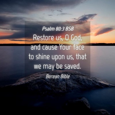 Picture 04 - Psalm 80:3 BSB - Restore us, O God, and cause Your face to shine - Bible Verse Picture