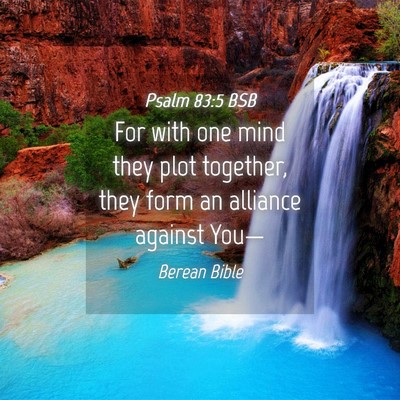 Picture 04 - Psalm 83:5 BSB - For with one mind they plot together, they form - Bible Verse Picture