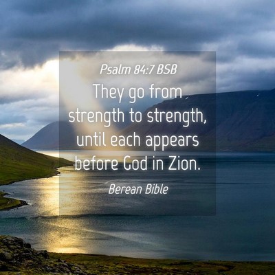 Picture 04 - Psalm 84:7 BSB - They go from strength to strength, until each - Bible Verse Picture