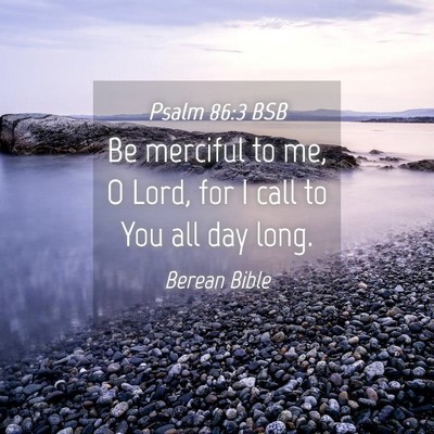 Picture 04 - Psalm 86:3 BSB - Be merciful to me, O Lord, for I call to You all - Bible Verse Picture