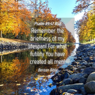 Picture 04 - Psalm 89:47 BSB - Remember the briefness of my lifespan! For what - Bible Verse Picture