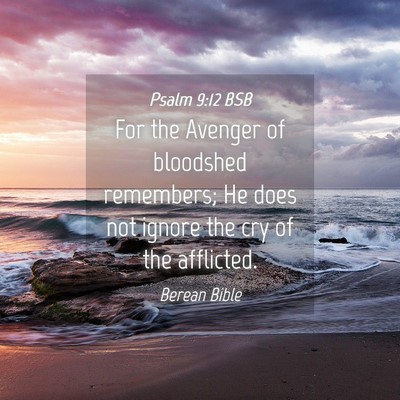 Picture 04 - Psalm 9:12 BSB - For the Avenger of bloodshed remembers; He does - Bible Verse Picture