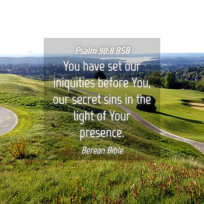 Picture 04 - Psalm 90:8 BSB - You have set our iniquities before You, our - Bible Verse Picture