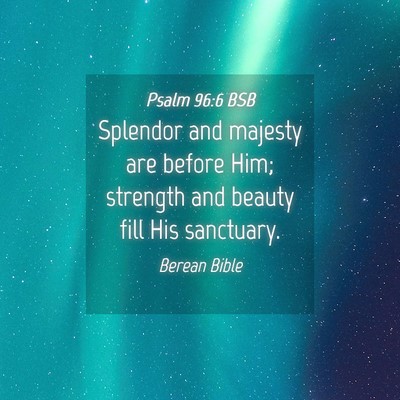 Picture 04 - Psalm 96:6 BSB - Splendor and majesty are before Him; strength and - Bible Verse Picture