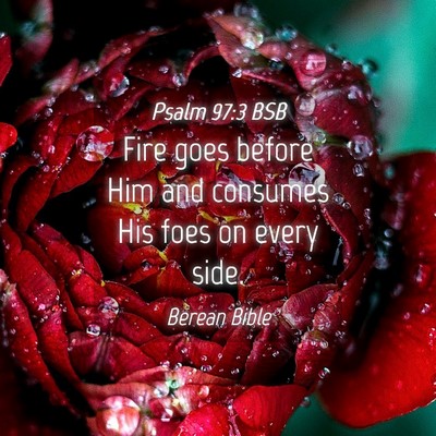 Picture 04 - Psalm 97:3 BSB - Fire goes before Him and consumes His foes on - Bible Verse Picture