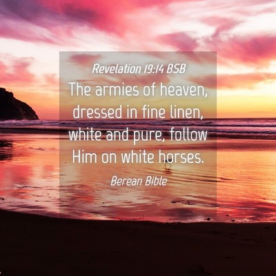Picture 04 - Revelation 19:14 BSB - The armies of heaven, dressed in fine linen, - Bible Verse Picture