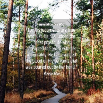 Picture 04 - Revelation 19:2 BSB - For His judgments are true and just. He has - Bible Verse Picture