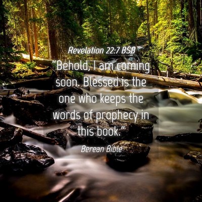 Picture 04 - Revelation 22:7 BSB - “Behold, I am coming soon. Blessed is the one - Bible Verse Picture