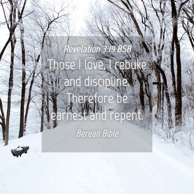 Picture 04 - Revelation 3:19 BSB - Those I love, I rebuke and discipline. Therefore - Bible Verse Picture