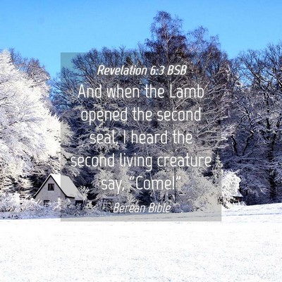 Picture 04 - Revelation 6:3 BSB - And when the Lamb opened the second seal, I heard - Bible Verse Picture