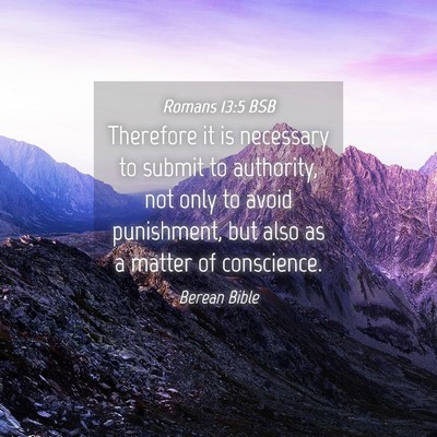 Picture 04 - Romans 13:5 BSB - Therefore it is necessary to submit to authority, - Bible Verse Picture
