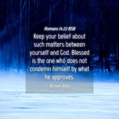 Picture 04 - Romans 14:22 BSB - Keep your belief about such matters between - Bible Verse Picture
