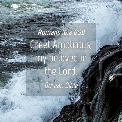 Picture 04 - Romans 16:8 BSB - Greet Ampliatus, my beloved in the - Bible Verse Picture