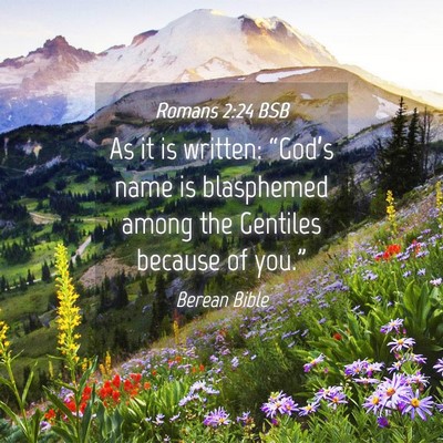 Picture 04 - Romans 2:24 BSB - As it is written: “God’s name is blasphemed - Bible Verse Picture