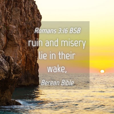Picture 04 - Romans 3:16 BSB - ruin and misery lie in their - Bible Verse Picture