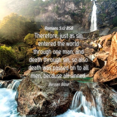 Picture 04 - Romans 5:12 BSB - Therefore, just as sin entered the world through - Bible Verse Picture