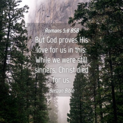 Picture 04 - Romans 5:8 BSB - But God proves His love for us in this: While we - Bible Verse Picture
