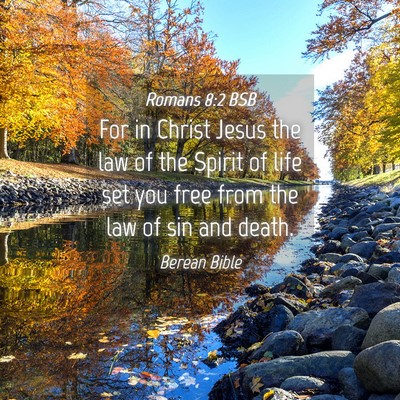 Picture 04 - Romans 8:2 BSB - For in Christ Jesus the law of the Spirit of life - Bible Verse Picture