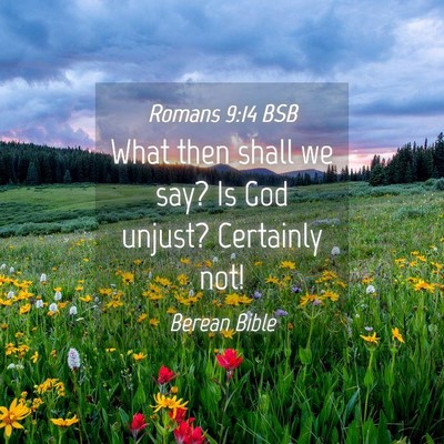Picture 04 - Romans 9:14 BSB - What then shall we say? Is God unjust? Certainly - Bible Verse Picture