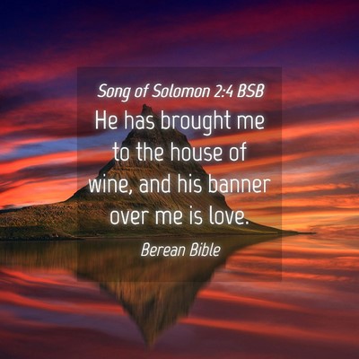Picture 04 - Song of Solomon 2:4 BSB - He has brought me to the house of wine, and his - Bible Verse Picture