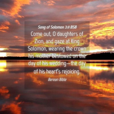 Picture 04 - Song of Solomon 3:11 BSB - Come out, O daughters of Zion, and gaze at King - Bible Verse Picture