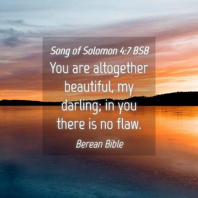 Picture 04 - Song of Solomon 4:7 BSB - You are altogether beautiful, my darling; in you - Bible Verse Picture