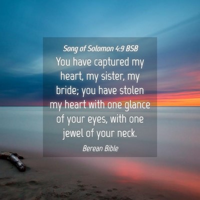 Picture 04 - Song of Solomon 4:9 BSB - You have captured my heart, my sister, my bride; - Bible Verse Picture