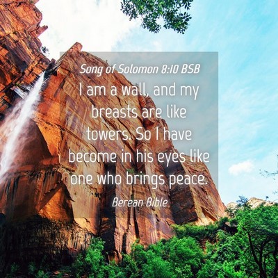 Picture 04 - Song of Solomon 8:10 BSB - I am a wall, and my breasts are like towers. So I - Bible Verse Picture