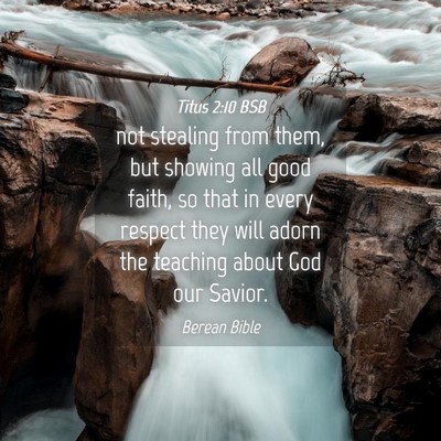 Picture 04 - Titus 2:10 BSB - not stealing from them, but showing all good - Bible Verse Picture