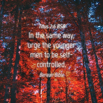 Picture 04 - Titus 2:6 BSB - In the same way, urge the younger men to be - Bible Verse Picture