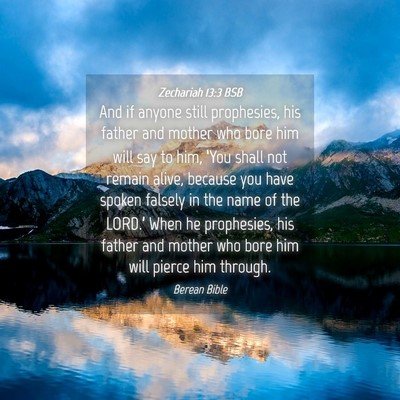 Picture 04 - Zechariah 13:3 BSB - And if anyone still prophesies, his father and - Bible Verse Picture