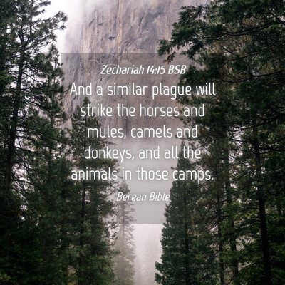 Picture 04 - Zechariah 14:15 BSB - And a similar plague will strike the horses and - Bible Verse Picture
