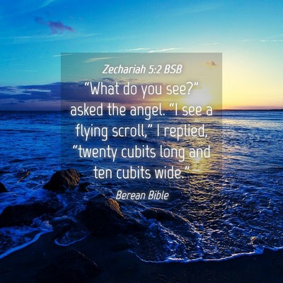 Picture 04 - Zechariah 5:2 BSB - “What do you see?” asked the angel. “I see - Bible Verse Picture