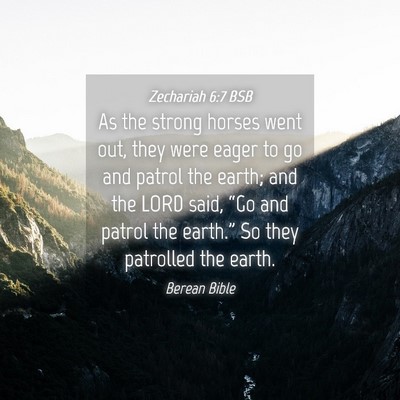 Picture 04 - Zechariah 6:7 BSB - As the strong horses went out, they were eager to - Bible Verse Picture