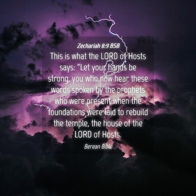 Picture 04 - Zechariah 8:9 BSB - This is what the LORD of Hosts says: “Let your - Bible Verse Picture